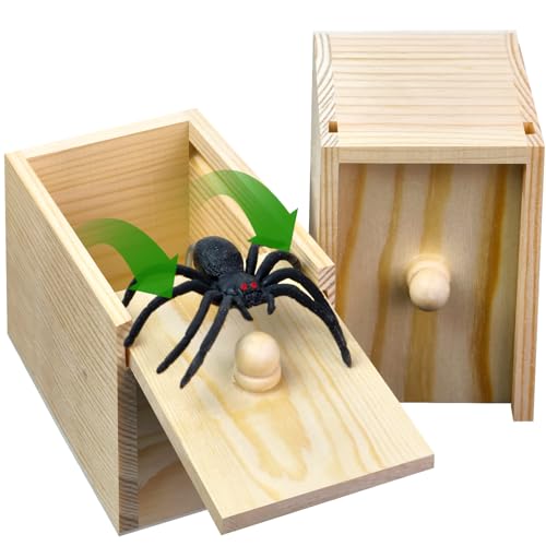 Wooden Surprise Spider Prank Box – Funny Gag Gift Toy